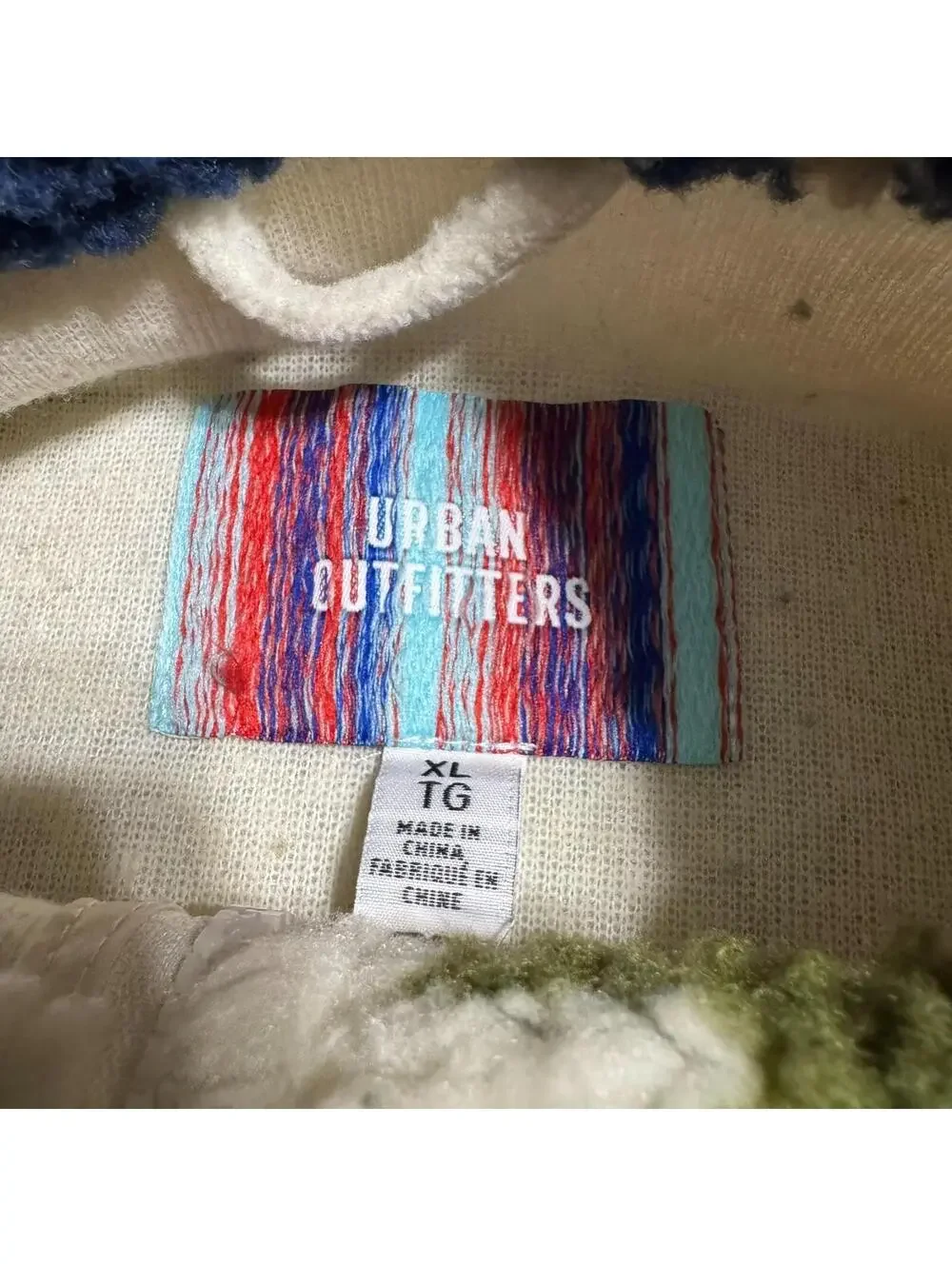 Urban Outfitters Mens Sherpa Jacket XL Multicolor Landscape Sweater Gorpcore Y2K